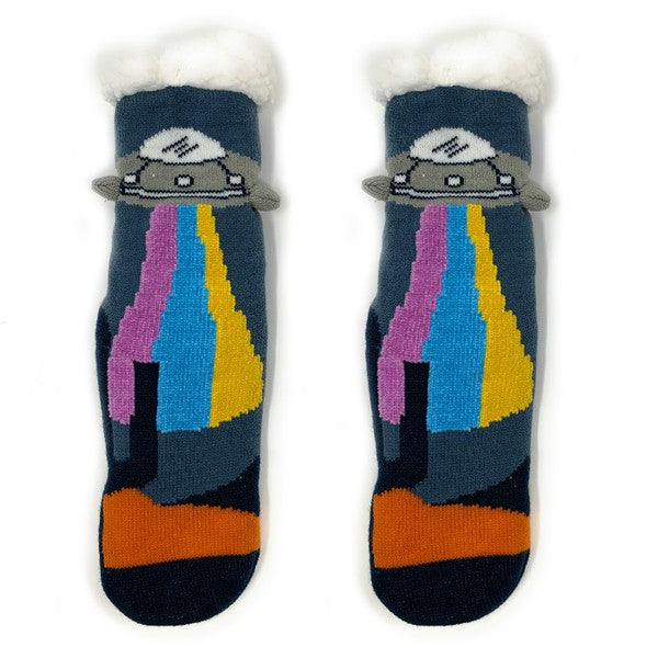 Kids Sherpa Slipper Sock -UFO Real