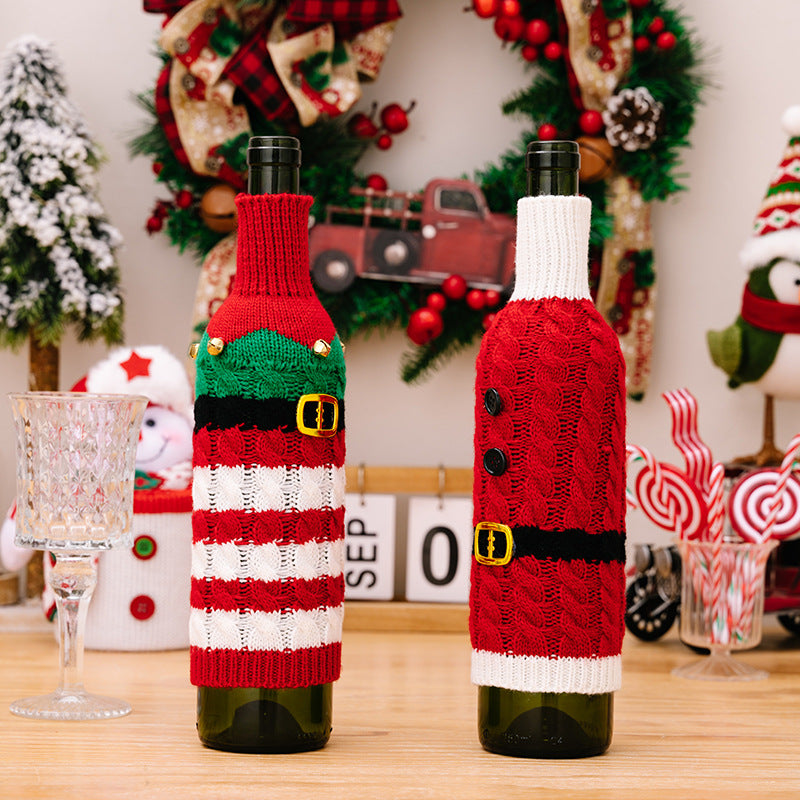 Cable-Knit Wine Bottle Covers, Set of 2