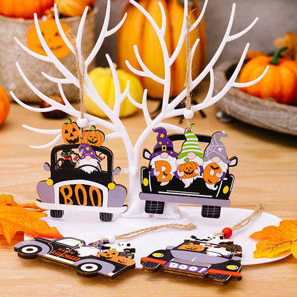 4-Piece Halloween Element Car-Shape Hanging Art