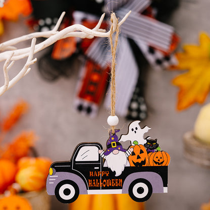 4-Piece Halloween Element Car-Shape Hanging Art