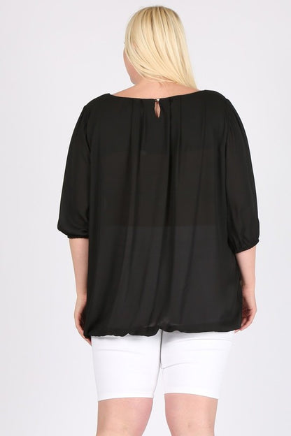 Plus Size Ruffle Round Neck TOP