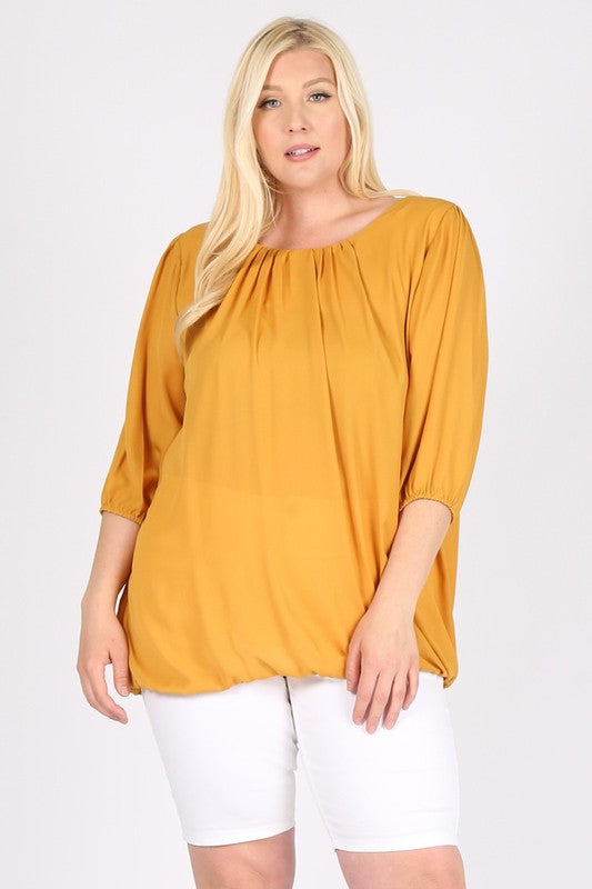 Plus Size Ruffle Round Neck TOP