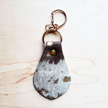 Leather Keychain-Mixed Metallic Hair on Hide