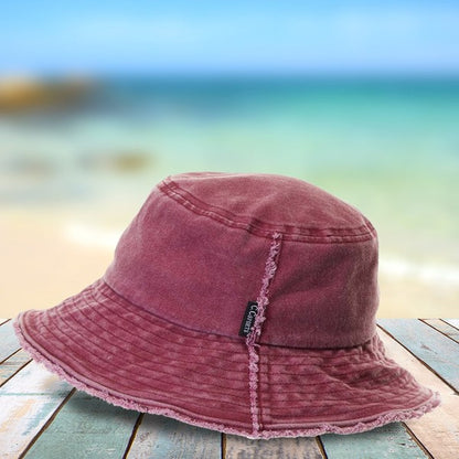 CC Frayed Washed Denim Bucket Hat