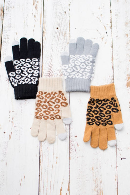 Leopard Stretch Touch Gloves