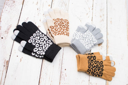 Leopard Stretch Touch Gloves