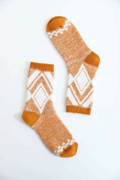 Faux Mohair Diamond Pattern Socks