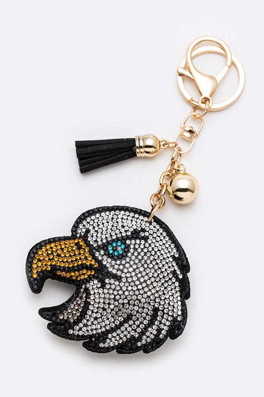 Rhinestone Eagle Pillow Key Chain