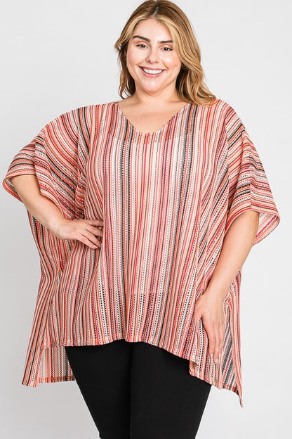 COLORFUL VERTICAL STRIPE PONCHO