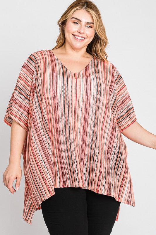 COLORFUL VERTICAL STRIPE PONCHO