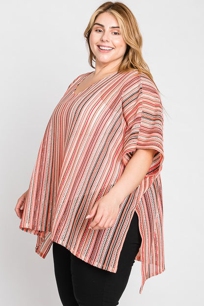 COLORFUL VERTICAL STRIPE PONCHO