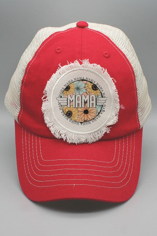 Mama Sunflower Wings Circle Patch Hat