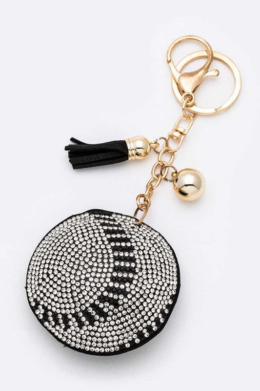 Rhinestone Baseball Pillow Key Chain