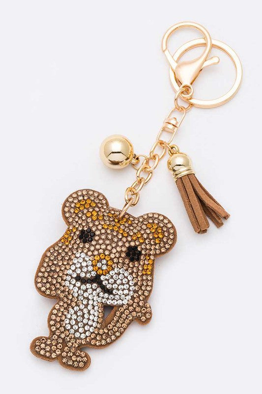 Rhinestone Groundhog Pillow Key Chain