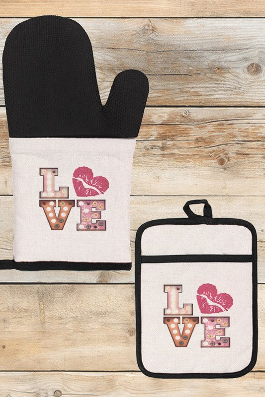 Valentine's Day Love Stack Pink Heart Mitt Glove