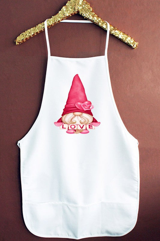 Valentines Day Apron Pink Gnome Love Banner