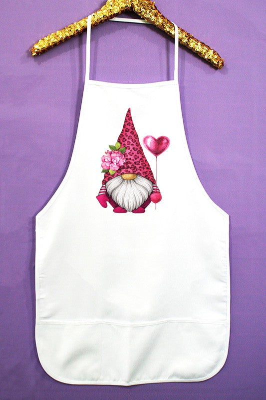 Valentines Day Apron Pink Leopard Hat Gnome