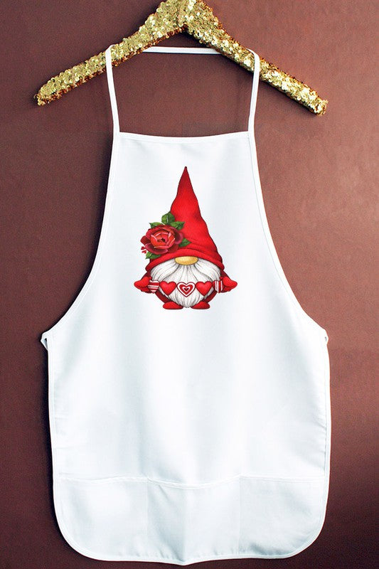 Valentines Day Apron Red Gnome Heart Banner