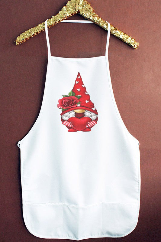 Valentines Day Apron Red Gnome Heart