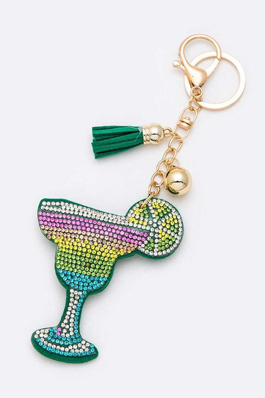 Rhinestone Tequila Cocktail Pillow Key Chain