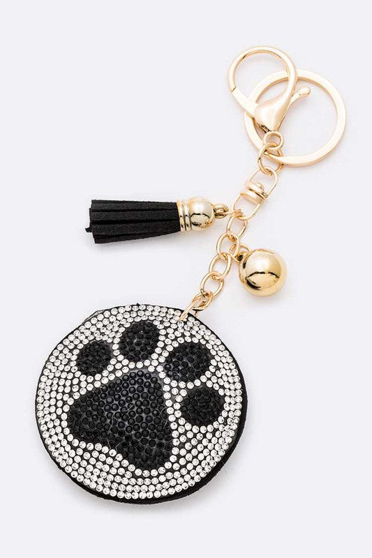 Black Pawl Print Crystal Pillow Key Chain