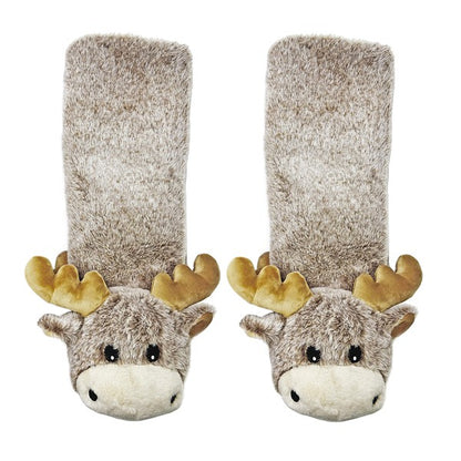 Moose Up - Kids' Plush Animal Slipper Socks