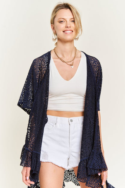 KIMONO OVER TALLA CON VOLANTES DE ENCAJE