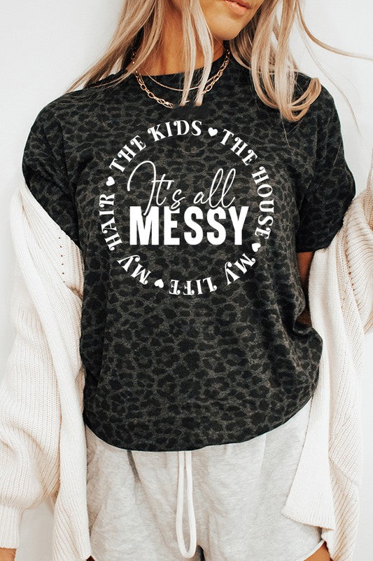 It's All Messy The Kids Leopard Graphic Tee