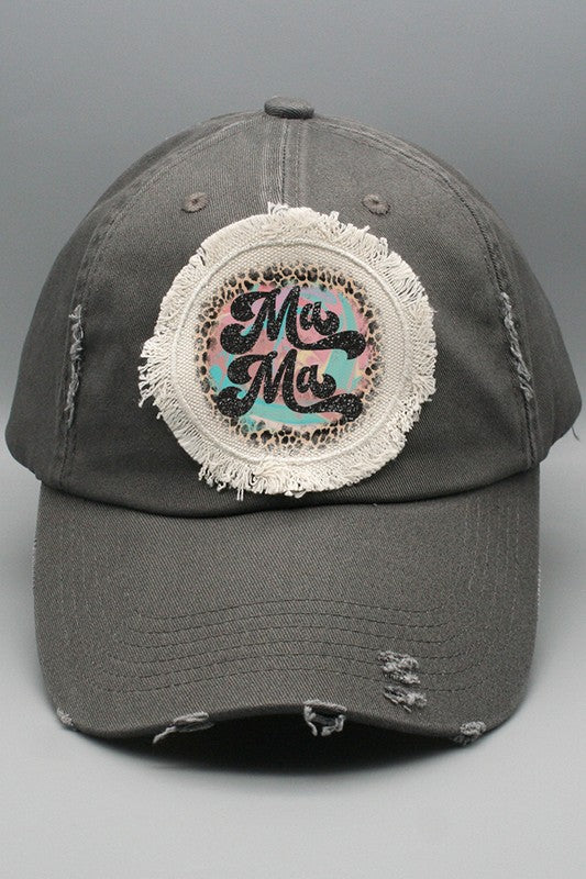 Mother's Day Mama Leopard Circle Patch Hat