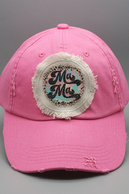 Mother's Day Mama Leopard Circle Patch Hat