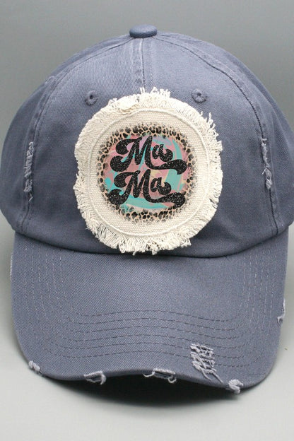 Mother's Day Mama Leopard Circle Patch Hat