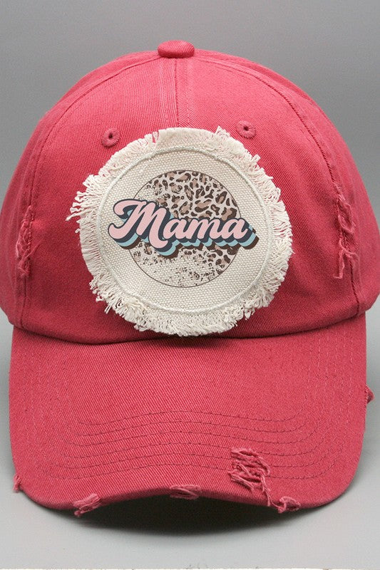 Mother's Day Mama Pink Leopard Circle Patch Hat