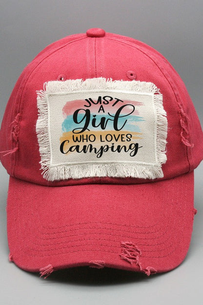 Fun Gifts Just a Girl Who Loves Camping Patch Hat