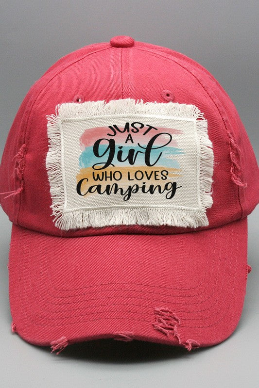 Fun Gifts Just a Girl Who Loves Camping Patch Hat