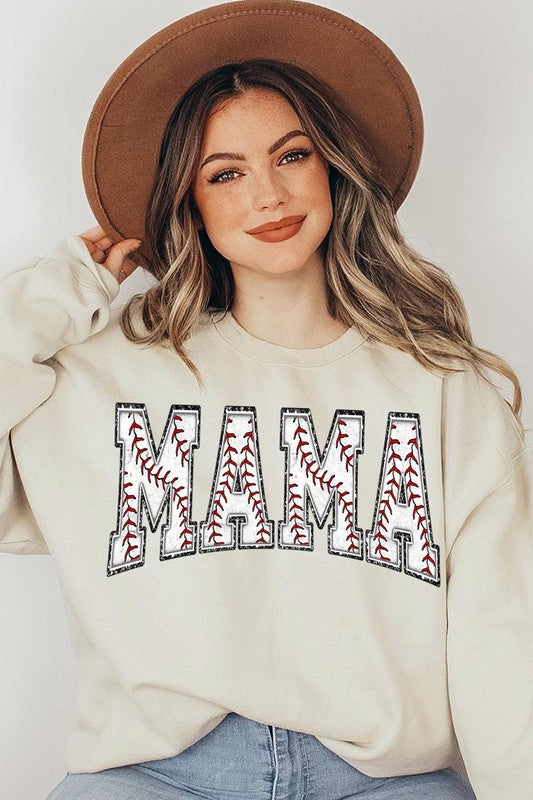 Baseball Mama Oversized Graphic Fleece Sweatshirts