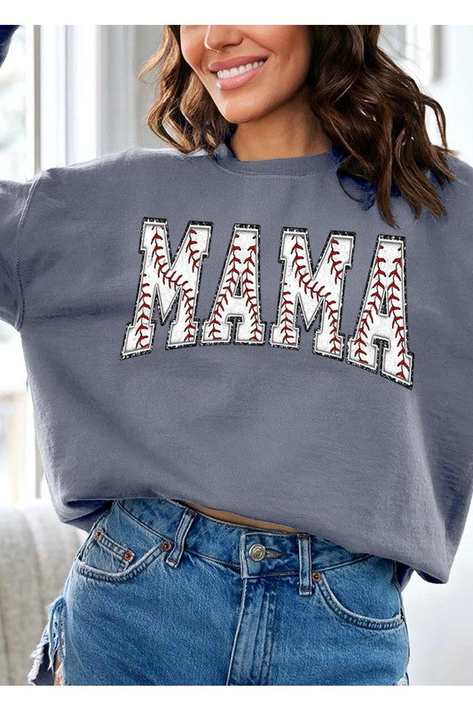 Baseball Mama Oversized Graphic Fleece Sweatshirts