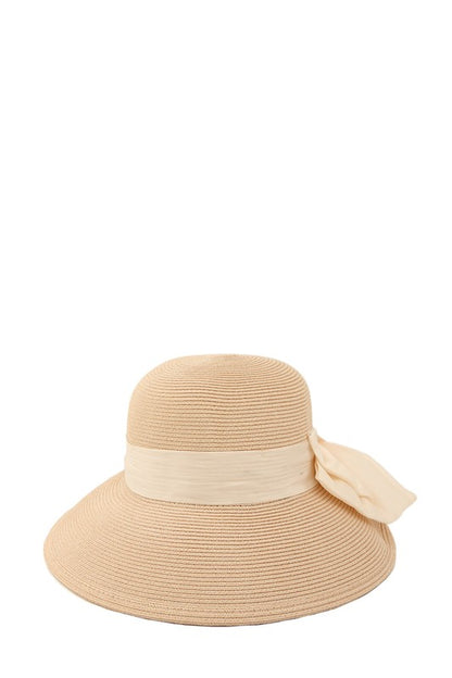 Straw Back Ribbon Panama Sun Hat