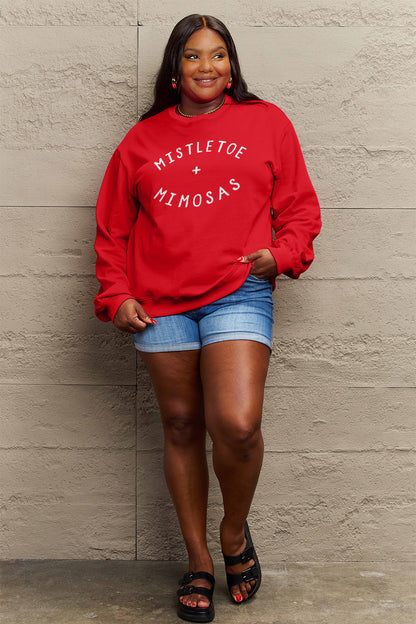 Simply Love Full Size MISTLETOE MIMOSAS Long Sleeve Sweatshirt