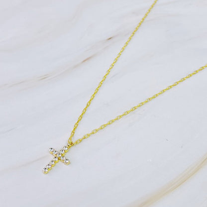 Faceted Crystal Cross Necklace