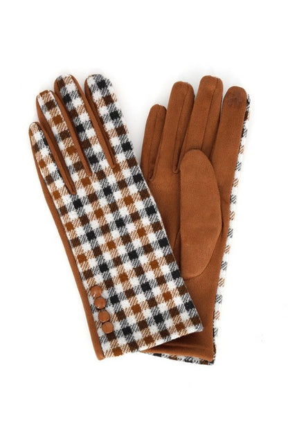 Plaid Checker Print Winter Smart Touch Gloves