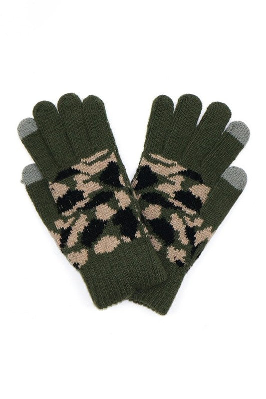 Camouflage Print Knitted Smart Gloves