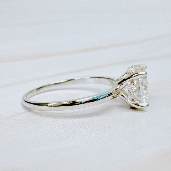 Paved Halo Solitaire Moissanite Ring