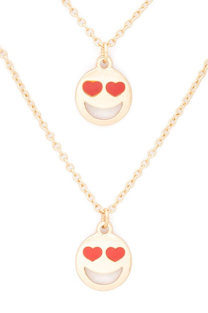 2 In 1 Heart Eye Pendant Necklace Set