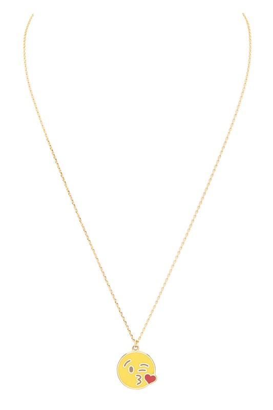 Gold Dip Kisses Emoji Pendant Necklace