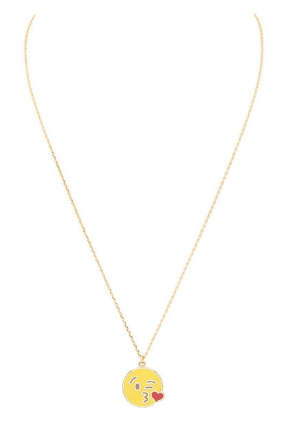 Gold Dip Kisses Emoji Pendant Necklace