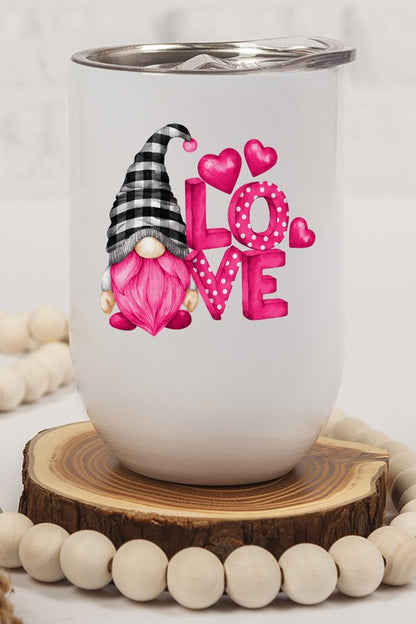 Valentine's Day Gnome Love Wine Cup Tumbler