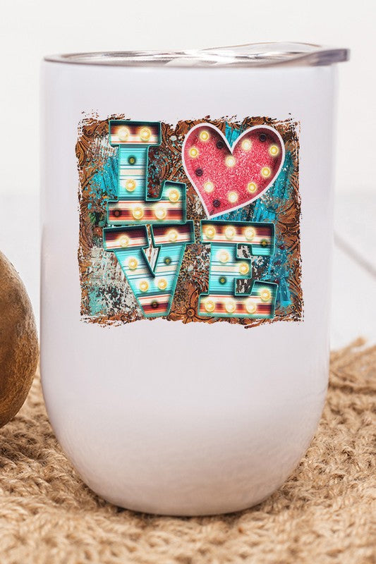 Valentine's Day Love Aztec Block Wine Cup