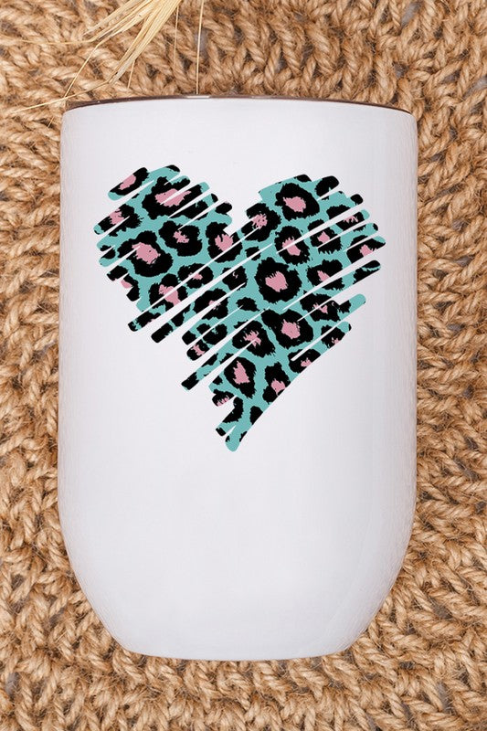 Valentine's Day Teal Pink Heart Wine Cup