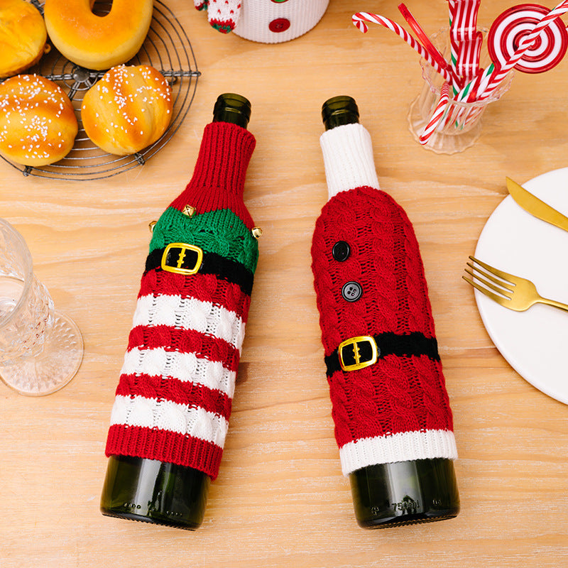 Cable-Knit Wine Bottle Covers, Set of 2