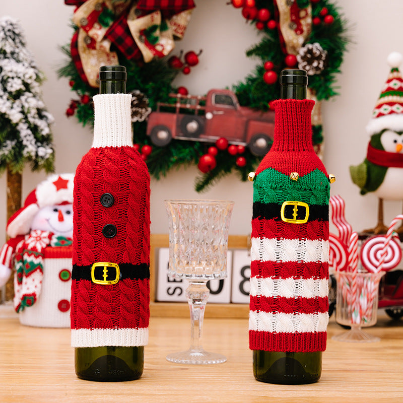 Cable-Knit Wine Bottle Covers, Set of 2